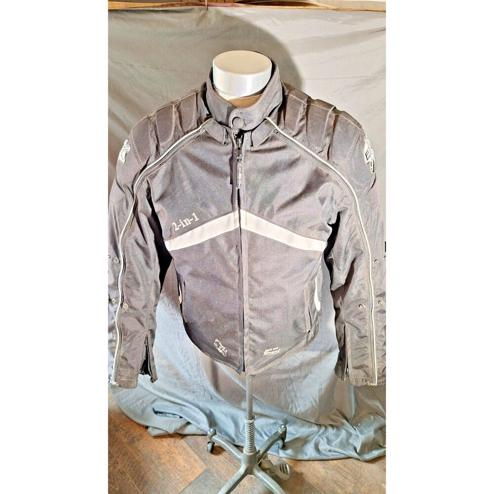 EXL Motorcycle Jacket Mens Medium Black ‎ Mesh Padded With Zip Out Liner